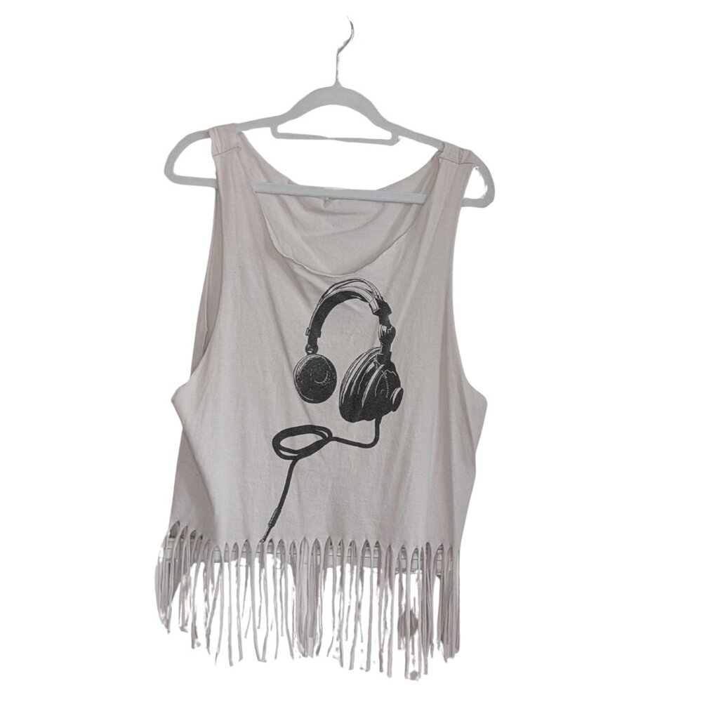 Headphones Crop Top W/Fringe Large